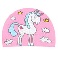 Kids Unicorn Silicone Printed Swim Cap High Elastic Waterproof Cute Cartoon Style for Boys and Girls