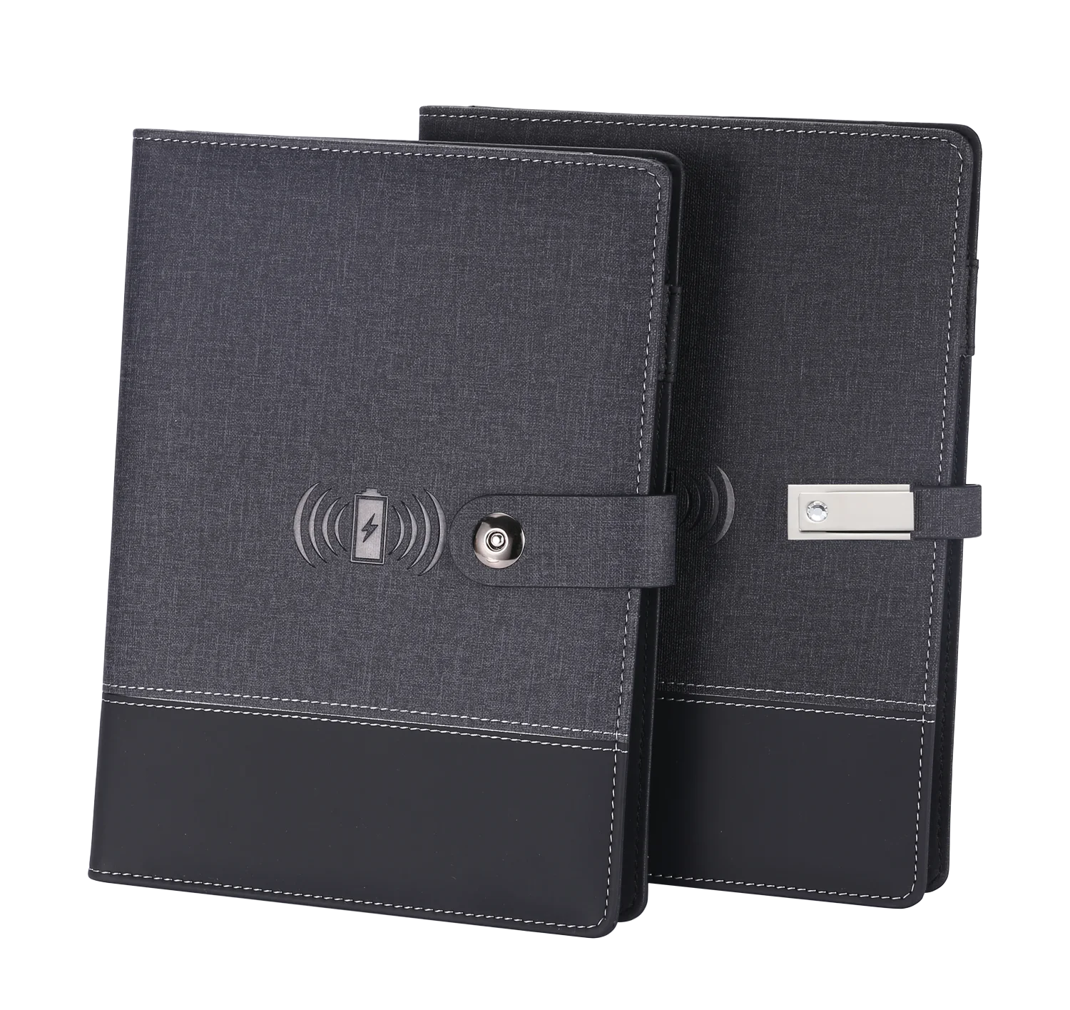 2026 Electronic Gadgets Innovation Gifts PU Leather Notebook with 8000MAH Wireless Power Bank for Officer Businessmen Holiday