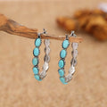 New Handmade Vintage Hoop Earrings Western Bohemian Turquoise Earrings for Woman