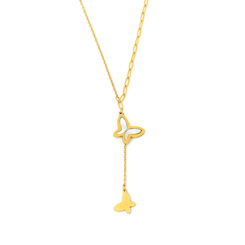 316 Stainless Steel Jewelry Women Jewelry and Accessories Sea Shell Pendant butterfly Jewelry Vintage Necklace Chain