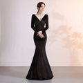 1212# Velvet Evening Banquet Autumn-winter Long Fishtail Host Party Annual Dress Woman