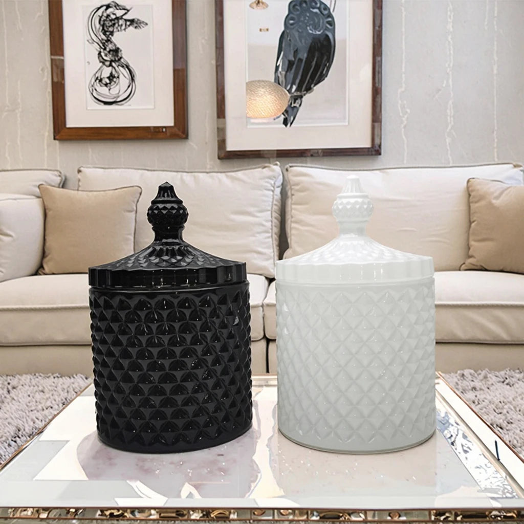 Wholesale Empty Luxury Glass Candle Jars With Glass Lid for Home Decoration and Making Candles