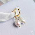 SP  925 Sterling Irregular Baroque Pearl Dangle  Earrings 925 Silver Hoop Pearl Earring