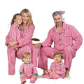 DDP Soft Striped Christmas Pajamas Outfits Long Sleeve Parent-Child Home Wear Turn-Down Collar Fashionable Family Christmas
