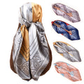 2025 New 90 Satin Cashew Flower Print Square Scarf Polyester Hair & Clothing Accessories Sunscreen Bandannas