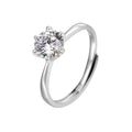 Engagement Ring Diamond 925 Sterling Silver Ring Adjustable Geometrical Pattern Platinum for Woman Rhinestone 7.7mm 19.2mm