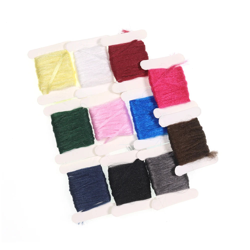 11 Color Combed Polypropylene Floating Yarn 2M/card Dry Fly Parachute Post Fibers Spinner wings Fly Tying Materials
