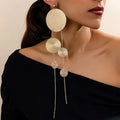Fashion Circles Long Tassel Earrings for Women Trendy Gold Color Metal Long Earrings