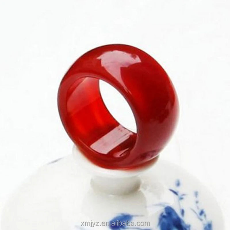 Certified Factory Direct Sale Jade Agate Ring Wrapped Silk Jade Pull Ring Male and Female Chalcedony Handicraft