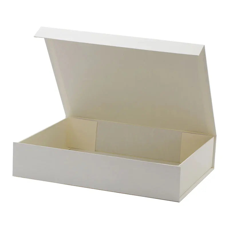 Luxury A4 Shallow Elegant Ivory Magnetic Lid Closure Gift Box Packaging With Custom Printing