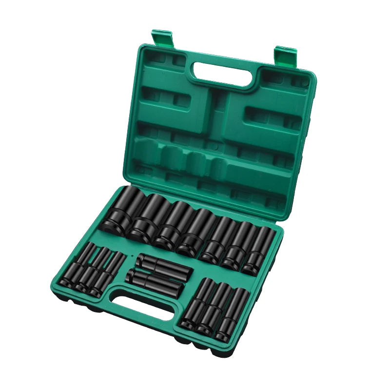 15PCS 8-32mm Black Hexagon Socket Wrench Set Long Style Electric Wrench Car Repair Tools with OEM Support