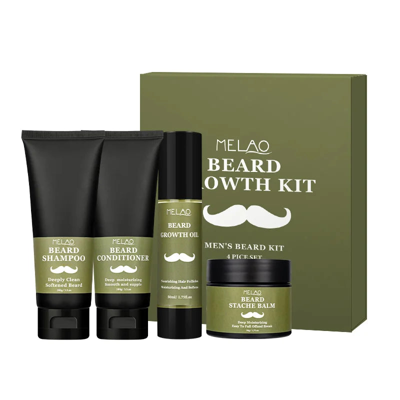 OEM Custom Beard Shampoo Conditioner Kit for Aftershave Men Grooming Care Beard Oil for Men's Beard Balm Grooming Care Box Set