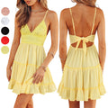 Custom Summer Women's Mini Dress Hollow Back Sling Breathable Cotton Empire Waist Slim Fit Casual Zippers