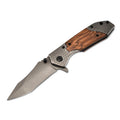 Stainless Steel Folding Knife Gray Titanium Coated Multifunction Outdoor Camping Survival Tactic Wooden Pocket Knife