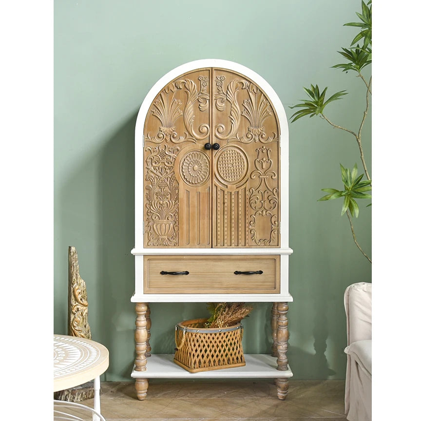 INNOVA HOME Solid Wooden Buffet Cabinet Sideboard Arched Design Modern Retro Antique Luxury Certified Dining Room Kitchen Living