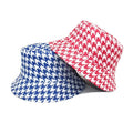 Landfond Cotton Velour Plaid Bucket Hat Summer Sunshade Casual Outdoor Double Sided Cycling Ski Party Daily