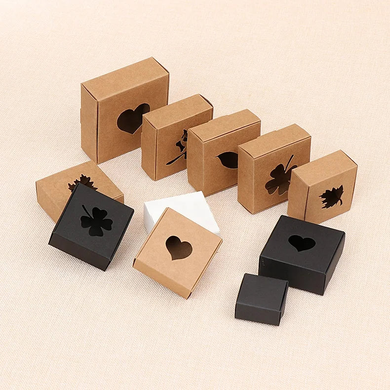Wholesale Black Kraft Paper Travel Handmade Soap Packaging Gift Box with Window Matt Lamination & UV Coating Disposable Folders