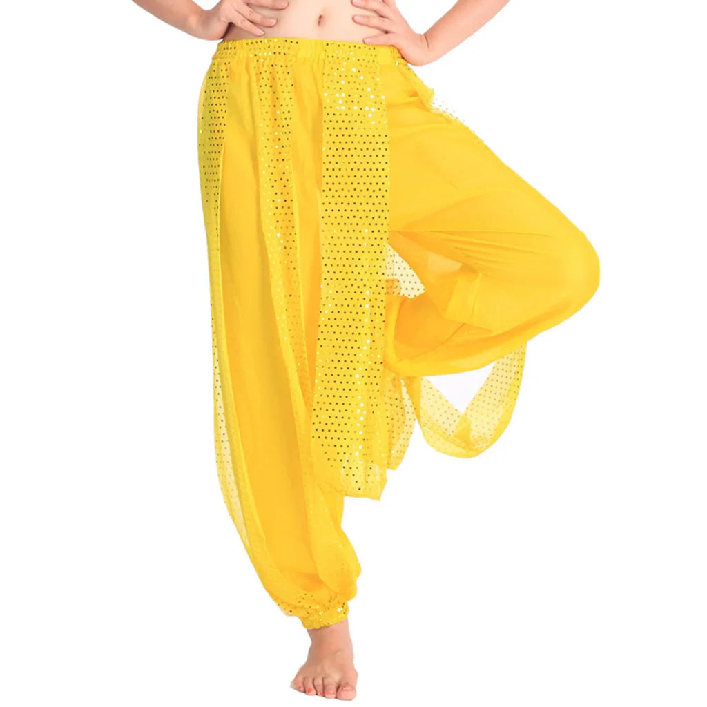 Belly Dance Harem Pants Shiny Bloomers Trouser Arabic Performance Wear