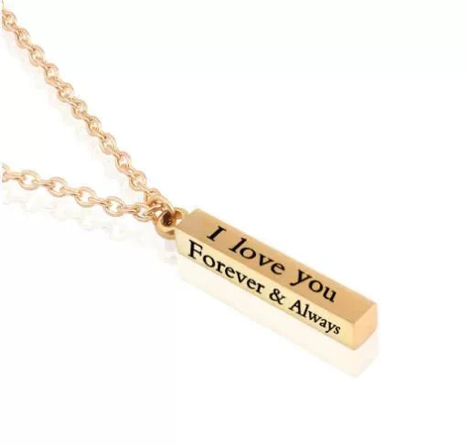 Wholesale Custom Name Stainless Steel Wishing Column Pendant Necklaces Black Silver Gold Rhodium Plated Link Jade Couple Jewelry