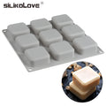 SILIKOLOVE Factory 9 Cavity Square Shape Silicone Soap Maker LFGB Platinum Non Stick BPA Free Silicone Soap Molds