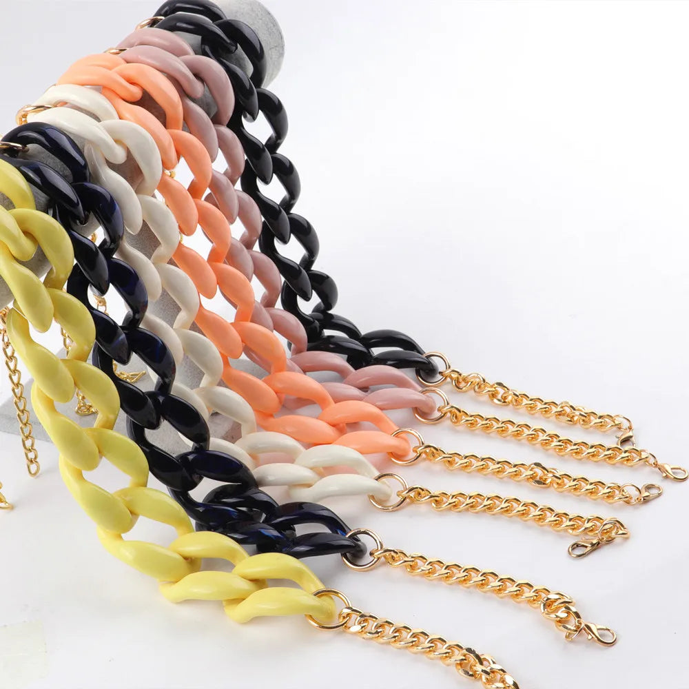 Punk Hyperbole Style Colour Mixture Chunky Necklace Resin Link Chain Necklace Party Jewelry Hip Hop Big Long Acrylic 1 Piece /
