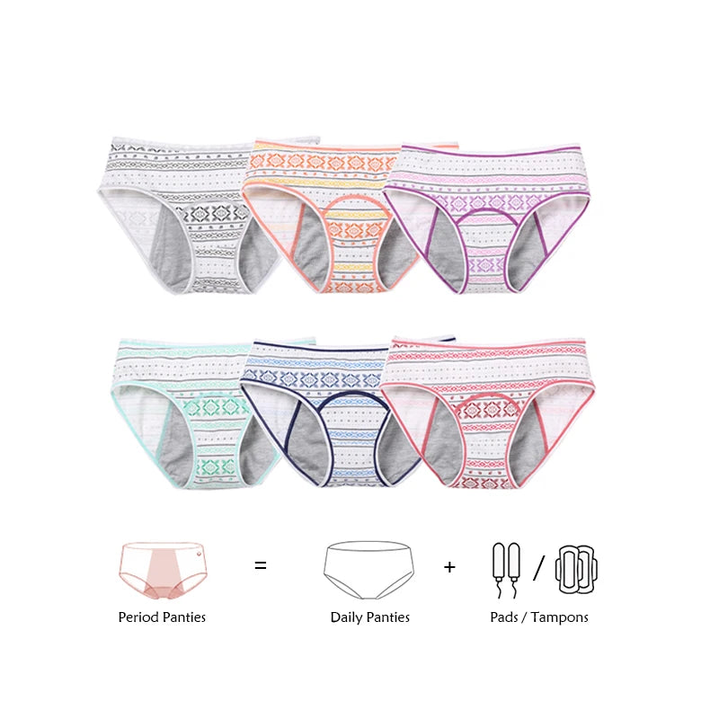 Cotton 3layer Eco-friendly Leak Proof Teenagers Menstrual Underwear Cute Print Period Panties Teenage Girls Underpants Briefs