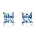 New Fashion Trend Geometric Type S925 Silver Inlaid Blue Sapphire 5A Zircon Niche Design Flower Earrings