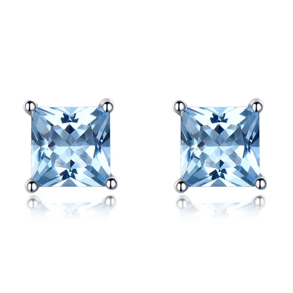 New Fashion Trend Geometric Type S925 Silver Inlaid Blue Sapphire 5A Zircon Niche Design Flower Earrings