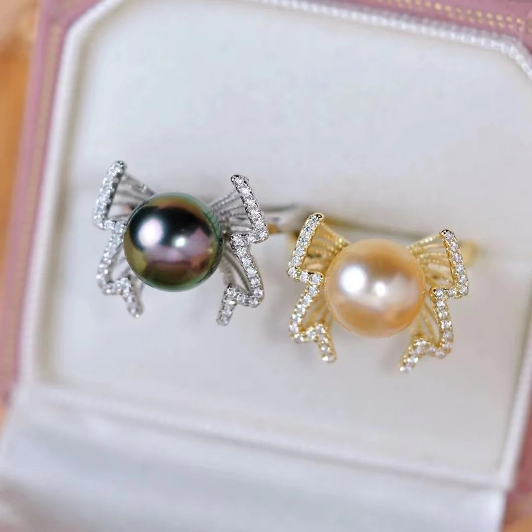 R1188 11-12mm Natural Freshwater Pearl Ring Accessory 925 Sterling Silver Adjustable Size Engagement Jewelry Ring for Women