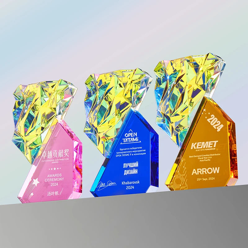 Custom Crystal Trophy Elegant Corporate Honor Award for Outstanding Employee Teams Annual Meeting Glass Carved Sports Trophies