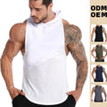 Fitness Custom Logo Printed Gym Wear Hoodies With Hood Sleeveless Sport Wear Vest Men Tank Top