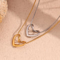 Dreamshow Summer Hollow Heart Pendant Necklace Gold Plated Snake Chain Necklace Stainless Steel Jewelry