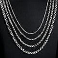 Ready to Ship Stainless Steel Silver Round Box Necklace Chain