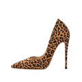 Famous Brand Luxury High Heels Leopard Women's Pumps 12cm Stiletto Brown Horsehair Animal Print Elegant Ladies Shoes