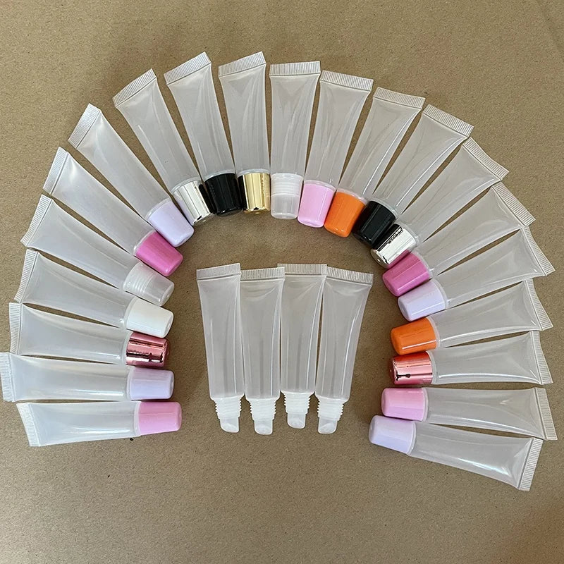 LZ Pack Stock 100pcs 8ml 10ml 15ml 18ml Lipgloss Squeeze Tubes Custom Private Label Black Pink Lip Gloss Squeeze Tubes
