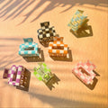 2025 Checked 5cm Plastic square Hollow Hair Clamp Small Chess Checkered PVC Acrylic Acetate Hair Claws Clip Checker Hair Claw