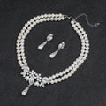Multi Layer Pearl Necklace Earrings Two-piece Set Bridal Dress Accessories High-end Design Sense