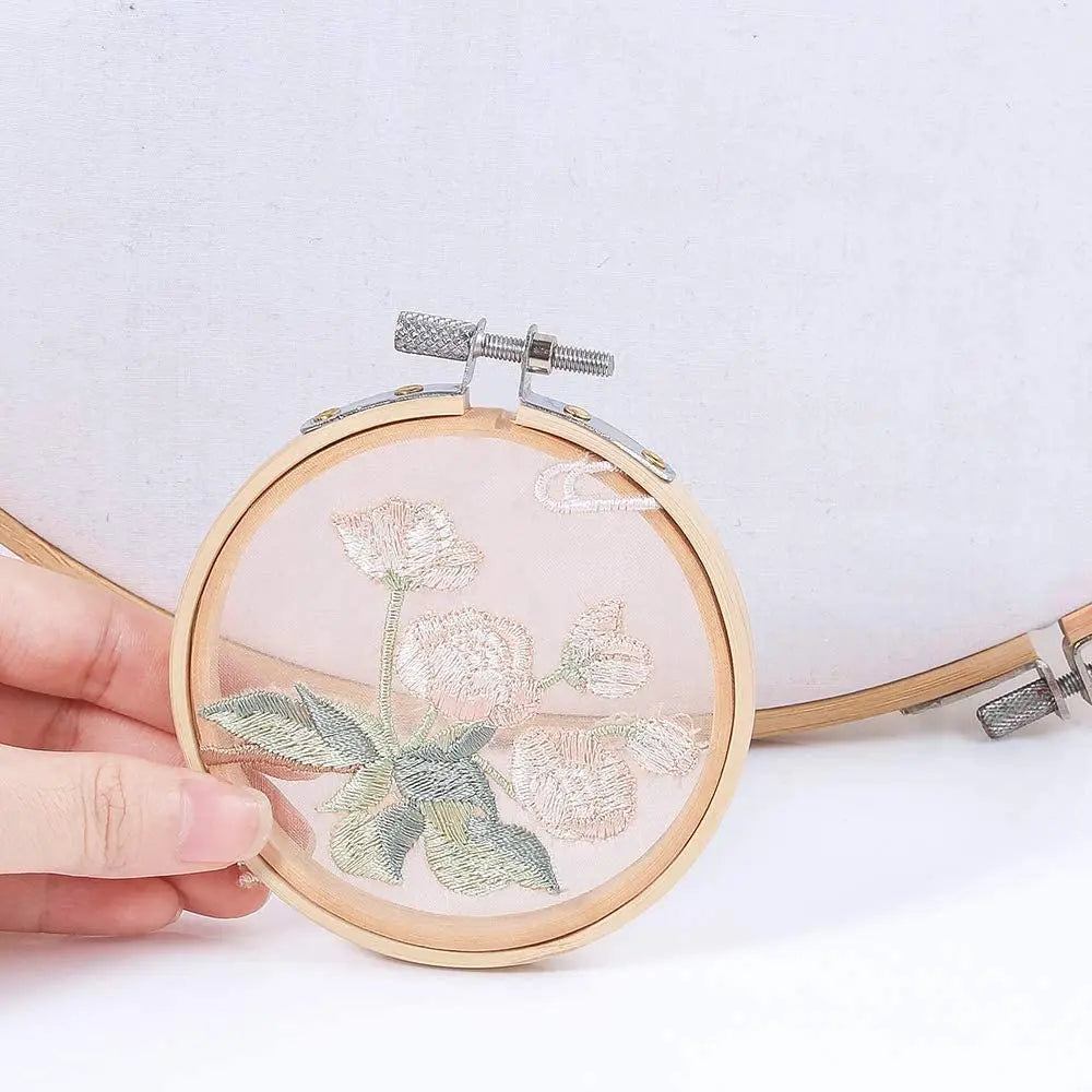10CM Dia Bamboo Round Embroidery Frames Cross Stitch Ring for DIY Art Craft Handy SewingSmall Embroidery Hoops