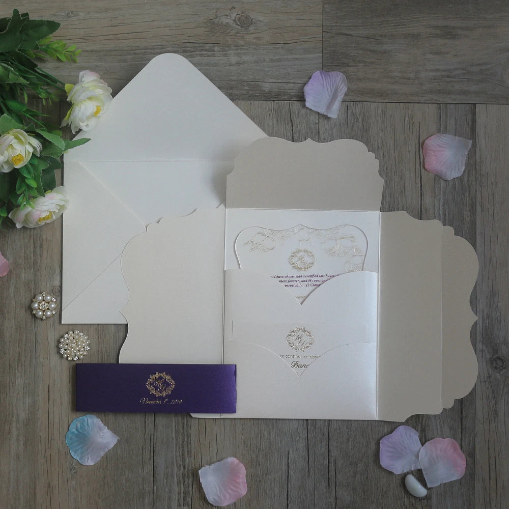 Beautiful Frosted Acrylic Wedding Invitation Card with Pocket Folder and Rsvp Card MegaBDM