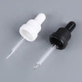 Tamper Evident Plastic Dropper Cap 18 mm shiny Black Dropper With Glass Pipette for glass Essential Oil Bottles