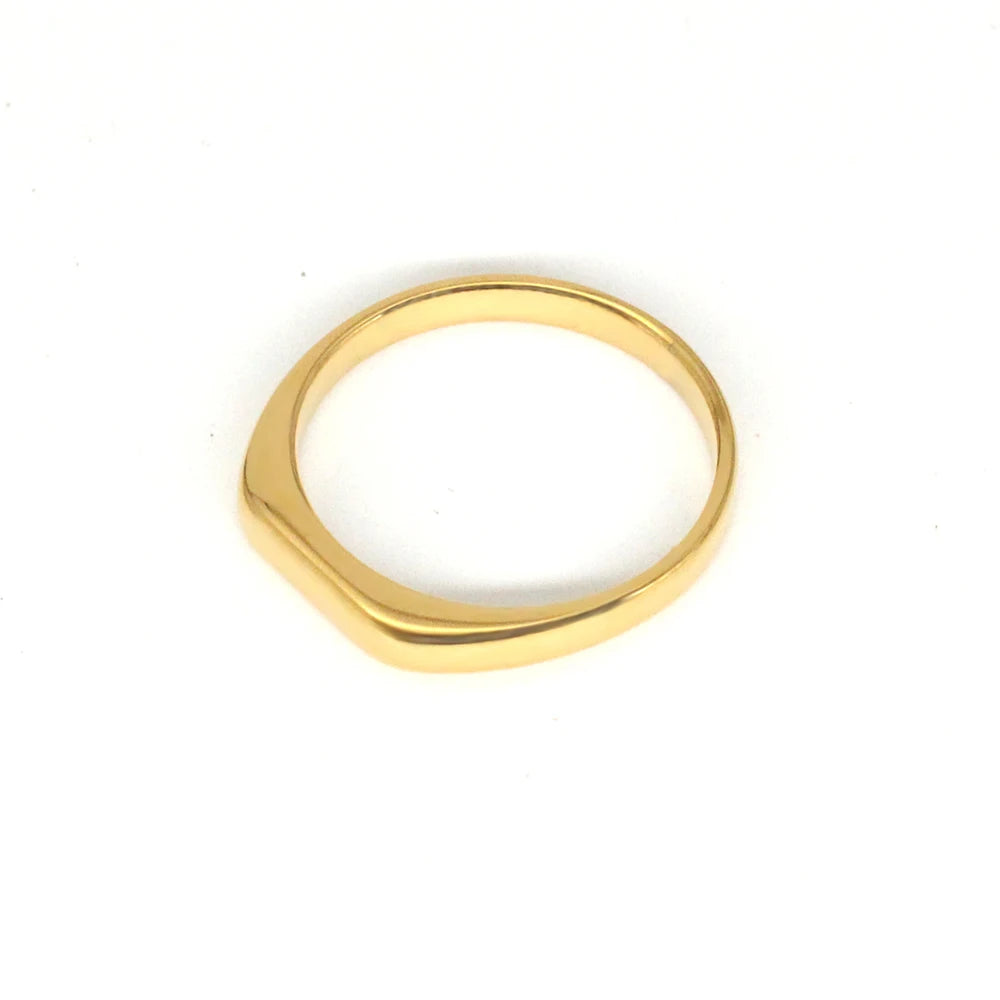 Simple 316L Stainless Steel 14K Gold Plated High Polish Bar Circle Finger Ring Titanium Steel Horizontal Bar Rings Jewelry