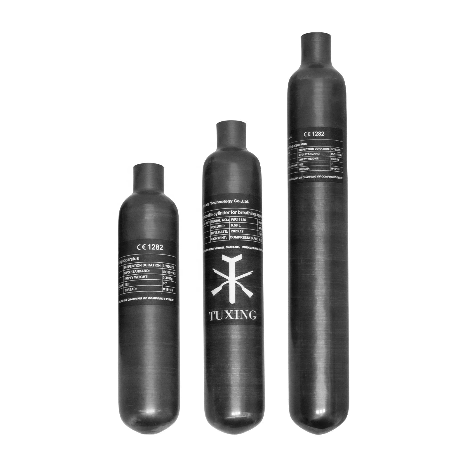 TUXING Wholesale OEM ODM 0.58L 0.7L High Pressure 4500psi 30mpa 300bar Carbon Fiber Gas Cylinder Air Tank for Daystate and FX