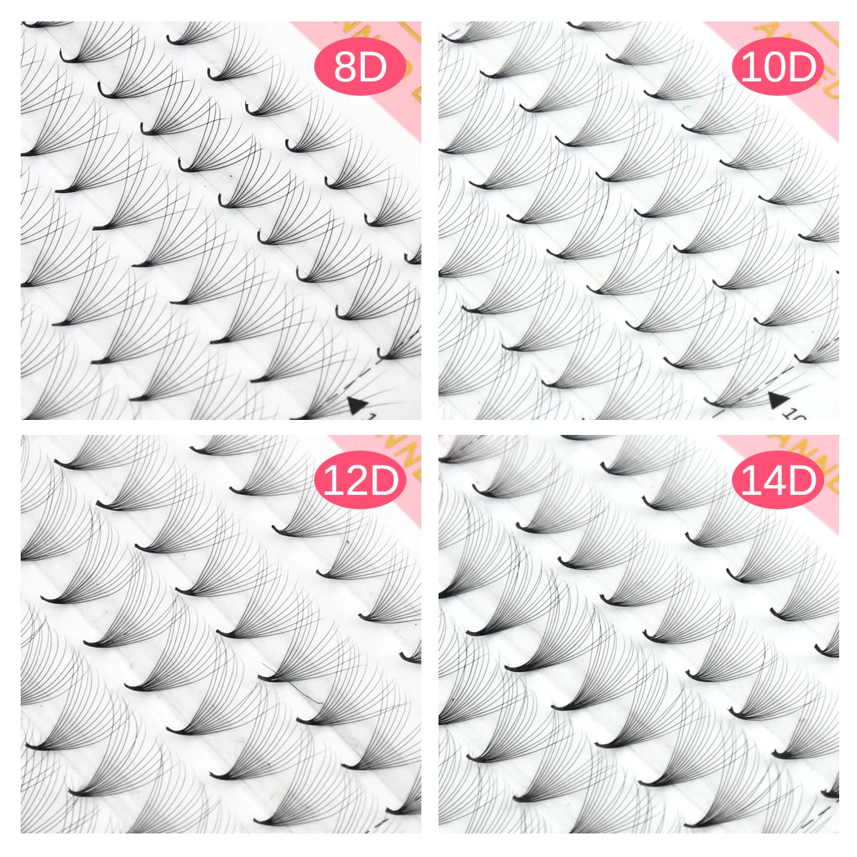 8D 10D 12D 14D 16D 20D Volume Lash Fans  Point Stem Premade PBT Material Eyelash ExtensionNatural Soft Long Root 8-15mm/mix