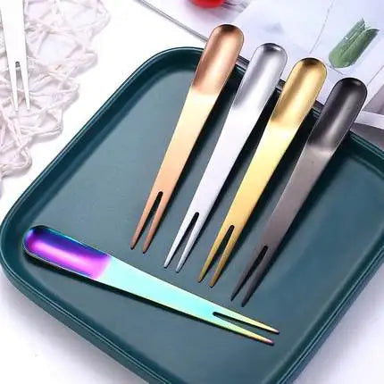 Wholesale Custom Eco Friendly Fruit Fork Knife Metal Titanium Stainless Steel Salad Fruit Fork