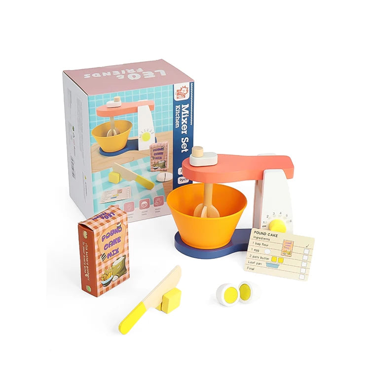 2025 Hot Sale Kids Early Learning Education Toys Simulation Machine Wooden Food Mixer Kids Set