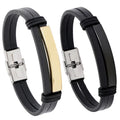 Simple Blank Stainless Steel Magnetic Buckle Design Black  Leather Sporty Bracelet Men Bangle Fashion Jewelry