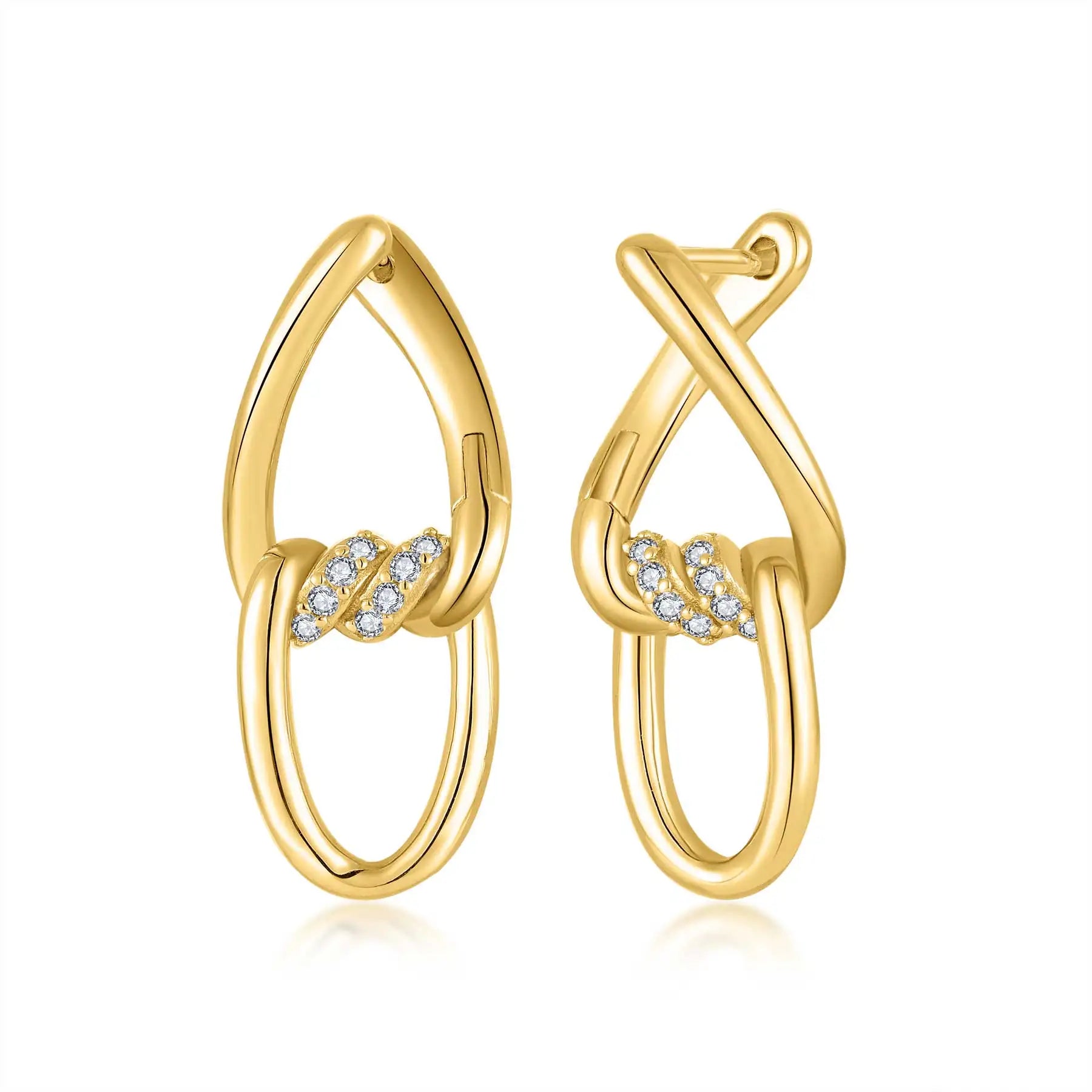 QX Custom OEM Minimalist Dainty 925 Sterling Silver Vintage Fine Jewelry 18k Gold Plated Zircon Drop Earrings for Women Luxury