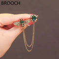 AA00596 Wholesale Jewelry Vintage Elegant Design Rhinestone Pearl Chain Bee Brooch Female