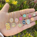 Nabest Women Enamel Pendant Necklace Cross Moon Gold Plated Stainless Steel Evil Eyes Choker Jewelry Necklaces