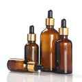 Brown Glass Hair Oil Bottle with Gold Plastic Head Dropper 5ml to 100ml Essential Oils for Face Cream and Mascara